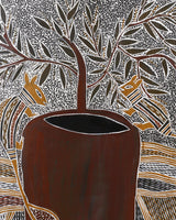 Aboriginal Art by Datjuluma Guyula Caroline, Marawili Tree, 109x45cm Bark - ART ARK®