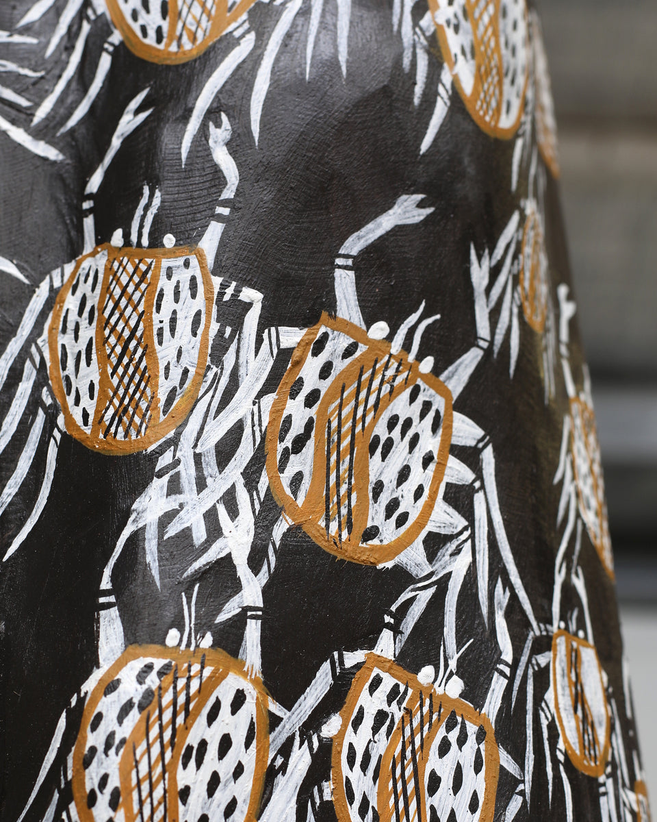 Aboriginal Artwork by Datjuluma Guyula Caroline, Gunyan, Pair of Larrakitj 268cm