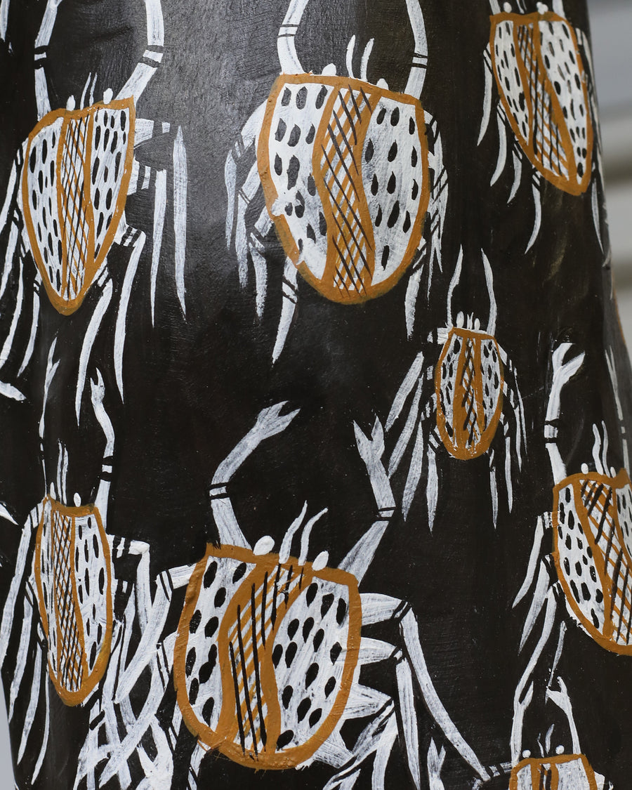 Aboriginal Artwork by Datjuluma Guyula Caroline, Gunyan, Pair of Larrakitj 268cm