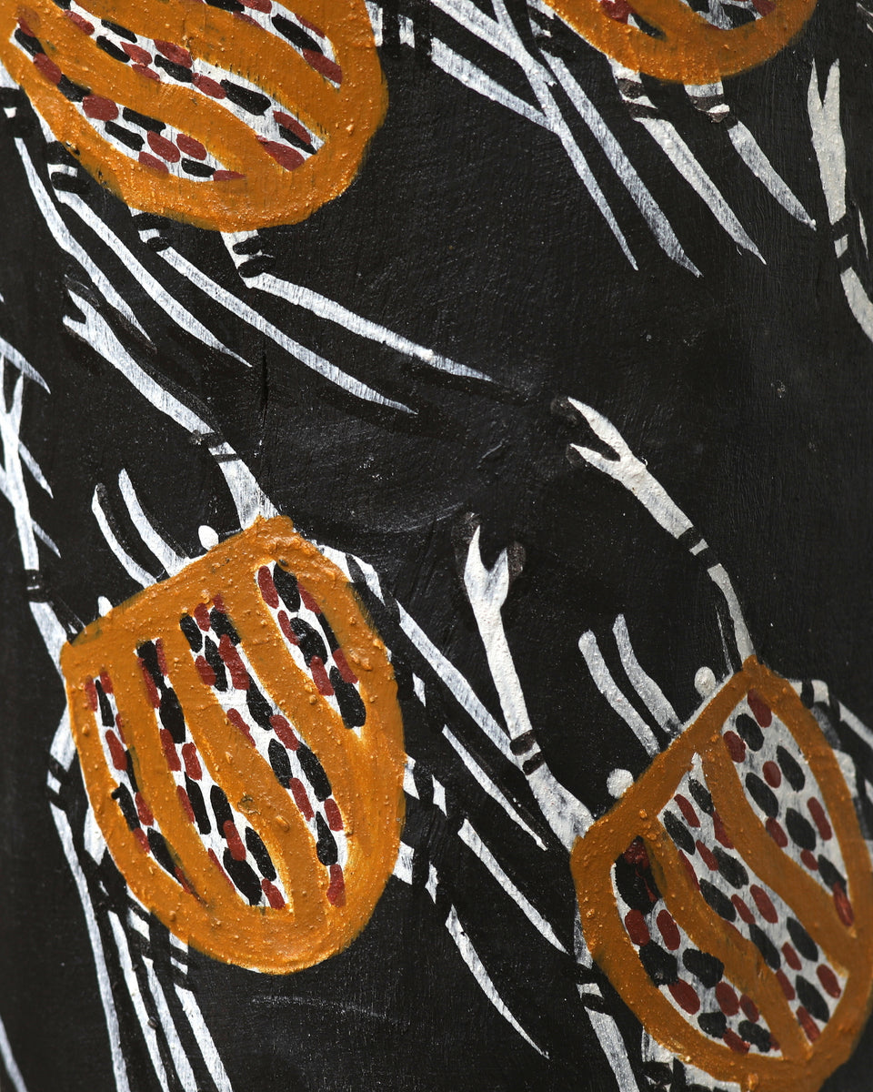 Aboriginal Artwork by Datjuluma Guyula Caroline, Gunyan, Pair of Larrakitj 268cm