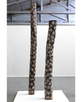 Aboriginal Artwork by Datjuluma Guyula Caroline, Gunyan, Pair of Larrakitj 268cm