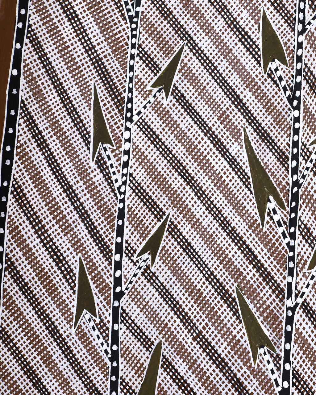 Aboriginal Artwork by Balang David Brian, Man-ngalinj (bush potato), 103x49cm Bark