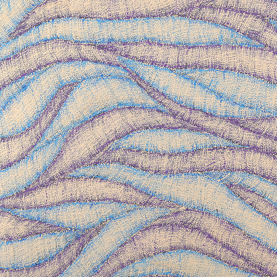 Aboriginal Artwork by Debbie Napaljarri Brown, Wanakiji Jukurrpa (Bush Tomato Dreaming), 107x107cm