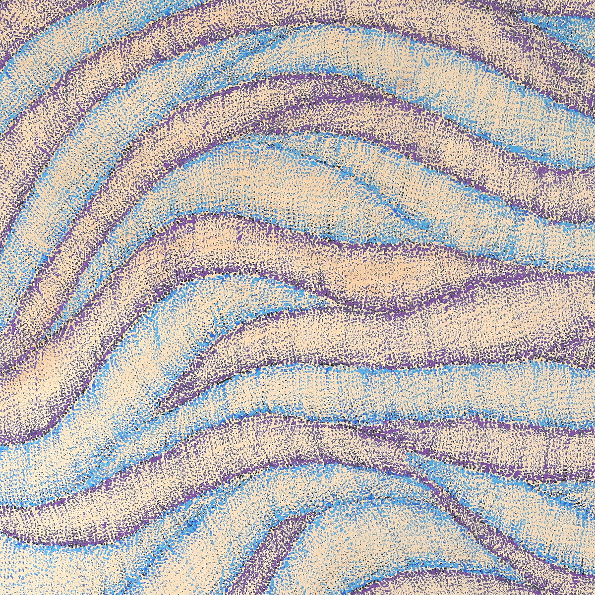 Aboriginal Artwork by Debbie Napaljarri Brown, Wanakiji Jukurrpa (Bush Tomato Dreaming), 107x107cm