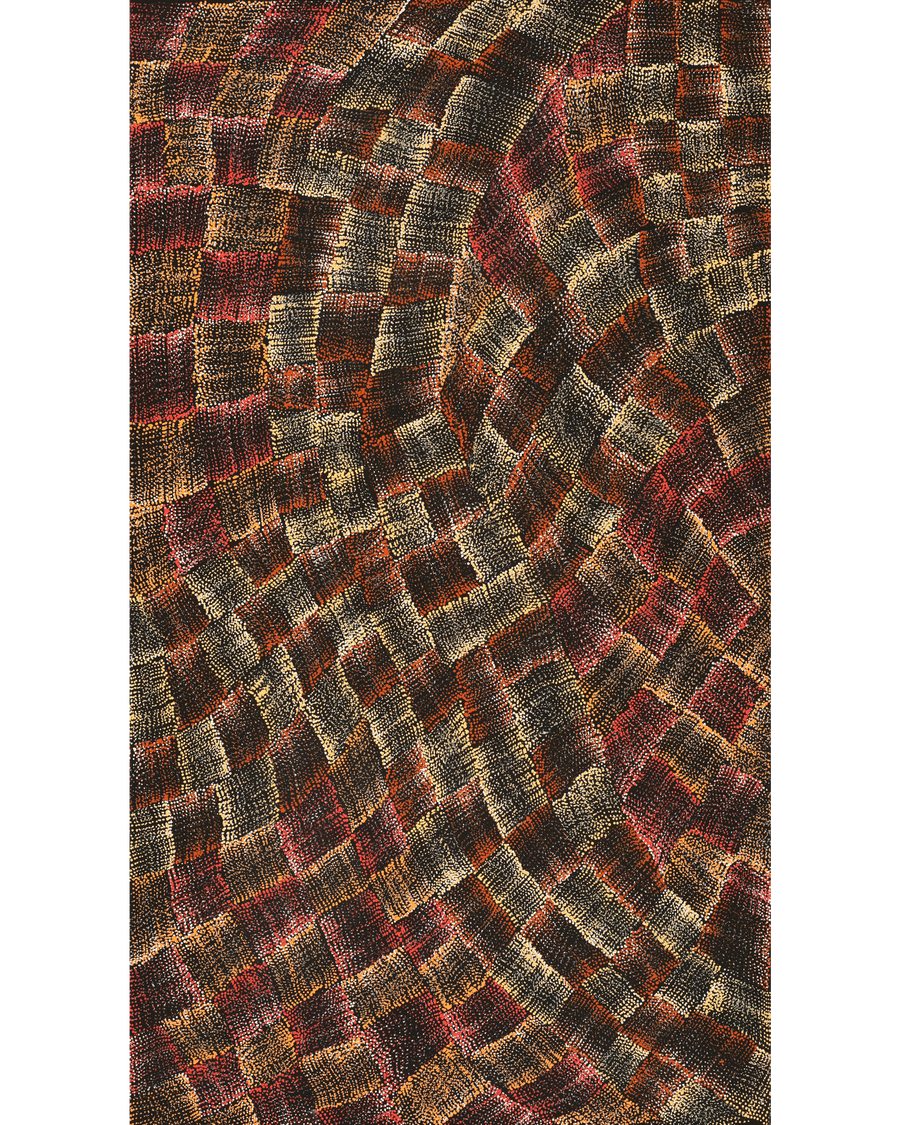 Aboriginal Artwork by Debbie Napaljarri Brown, Wanakiji Jukurrpa (Bush Tomato Dreaming), 107x61cm