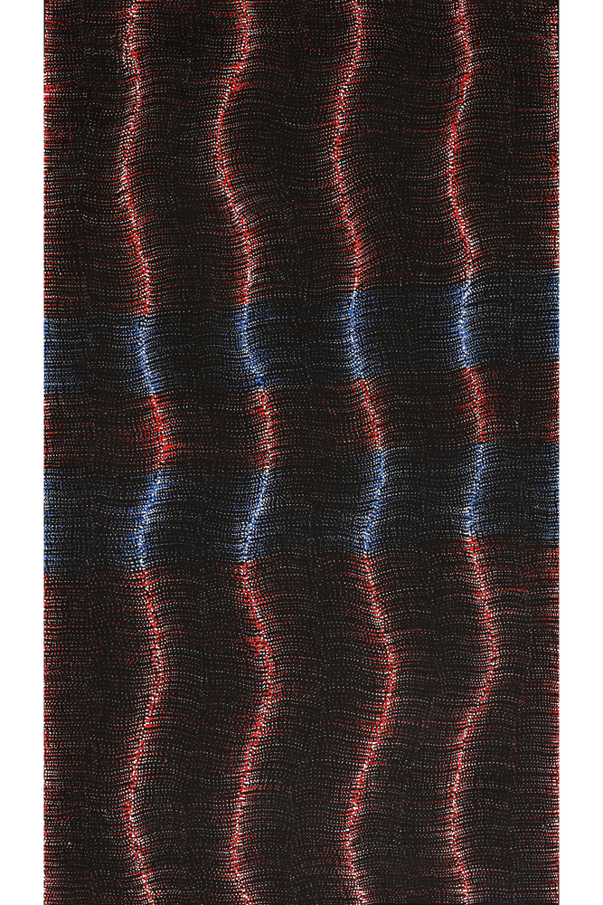 Aboriginal Artwork by Debbie Napaljarri Brown, Wanakiji Jukurrpa (Bush Tomato Dreaming), 107x61cm