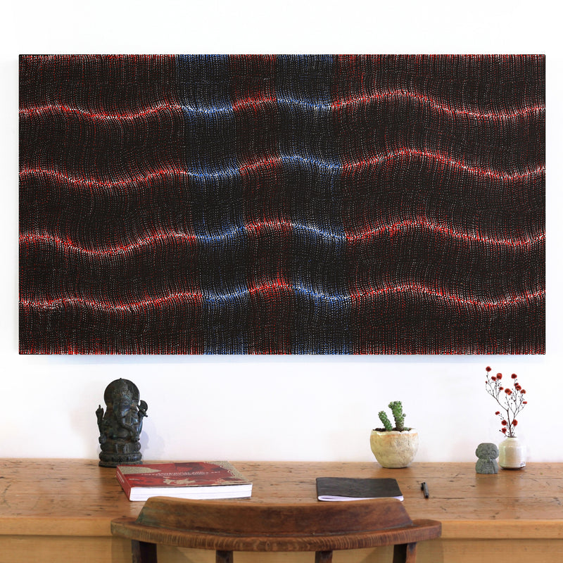 Aboriginal Artwork by Debbie Napaljarri Brown, Wanakiji Jukurrpa (Bush Tomato Dreaming), 107x61cm