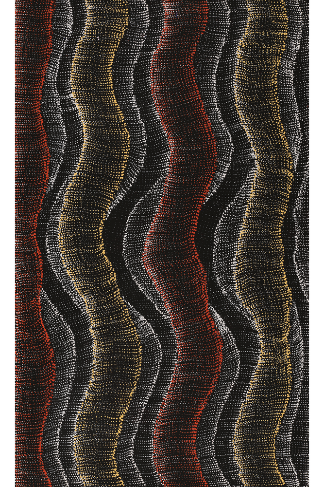 Aboriginal Artwork by Debbie Napaljarri Brown, Wanakiji Jukurrpa (Bush Tomato Dreaming), 76x46cm