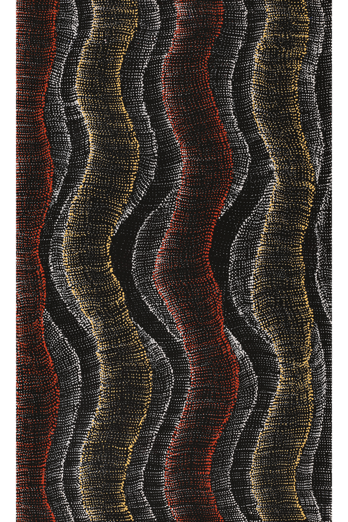 Aboriginal Artwork by Debbie Napaljarri Brown, Wanakiji Jukurrpa (Bush Tomato Dreaming), 76x46cm