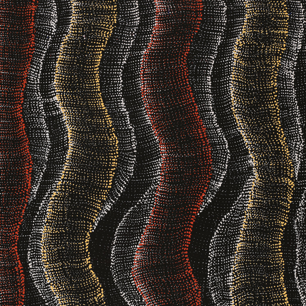 Aboriginal Artwork by Debbie Napaljarri Brown, Wanakiji Jukurrpa (Bush Tomato Dreaming), 76x46cm