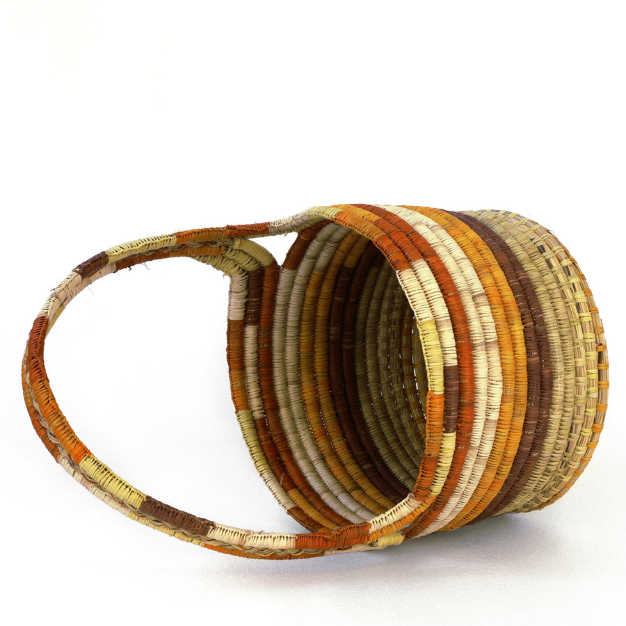 Aboriginal Artwork by Deborah Wurrkidj, Coil Basket, 45x30x29cm