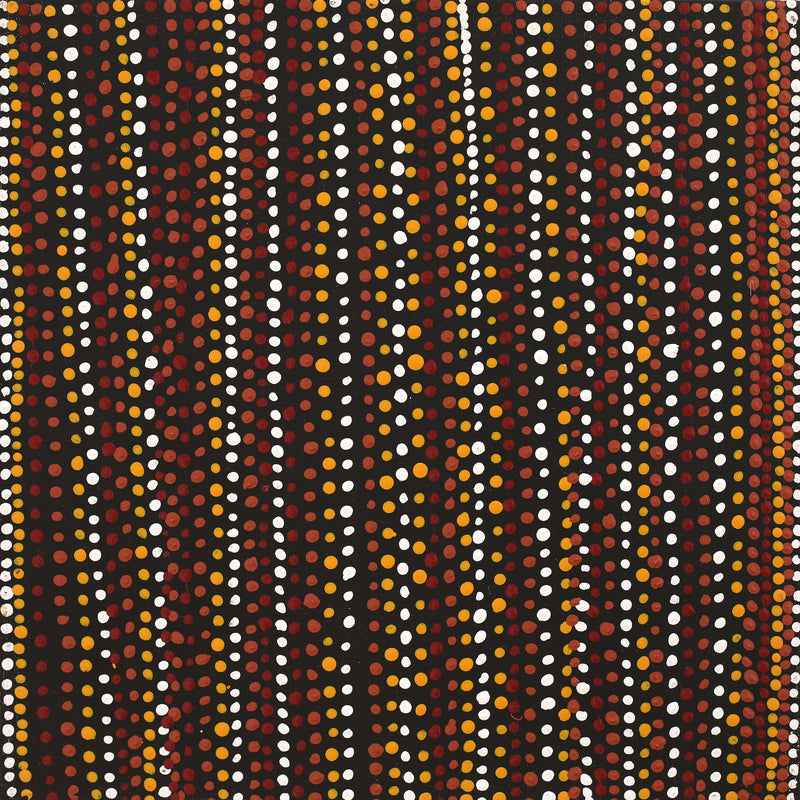 Aboriginal Artwork by Delores Nangala Robertson, Ngapa Jukurrpa (Water Dreaming) - Puyurru, 30x30cm