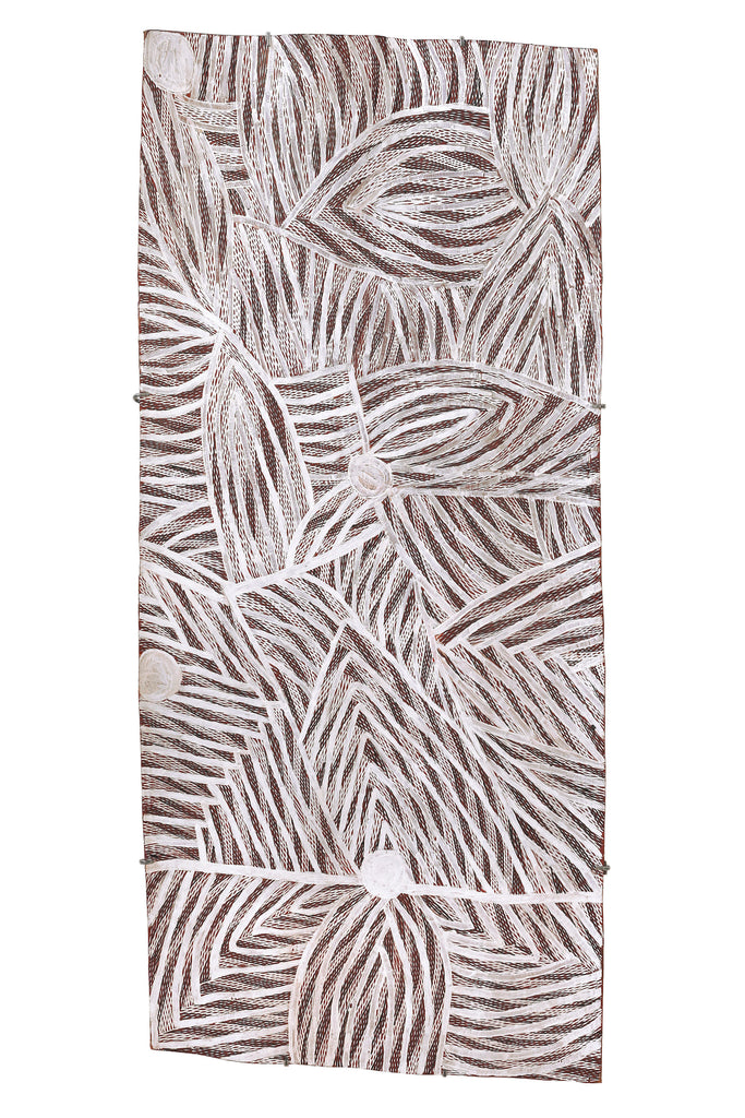 Aboriginal Artwork by Dhuwarrwarr Marika, Yambirrpa, 144x64cm Bark