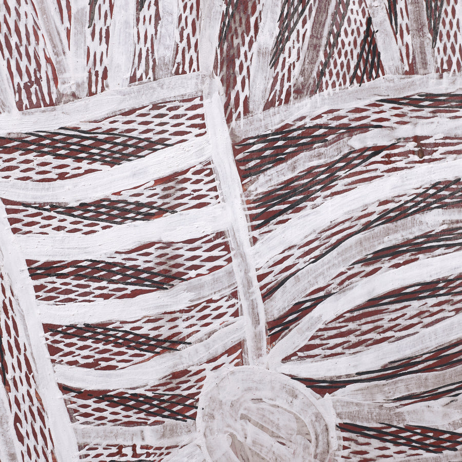 Aboriginal Artwork by Dhuwarrwarr Marika, Yambirrpa, 144x64cm Bark