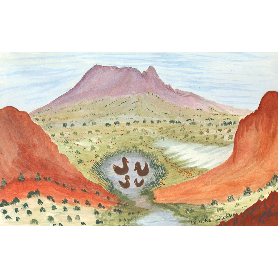 Aboriginal Artwork by Dianne Inkamala, Rutjipma (Mt Sonder), 48x30cm