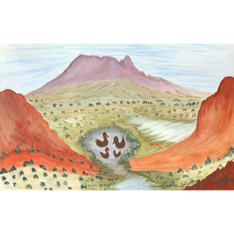 Aboriginal Artwork by Dianne Inkamala, Rutjipma (Mt Sonder), 48x30cm