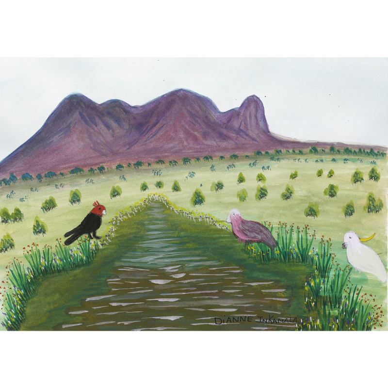 Aboriginal Artwork by Dianne Inkamala, Rutjipma (Mt Sonder), 34x24cm