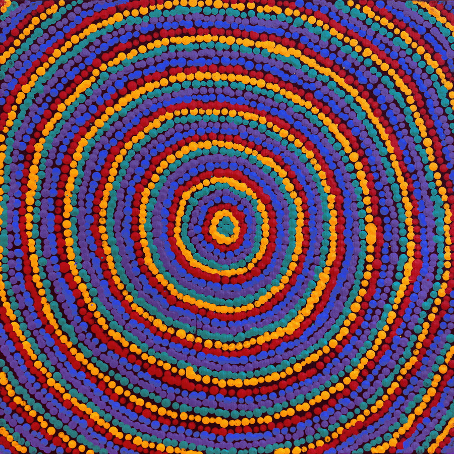 Aboriginal Artwork by Dion Jampijinpa Brown, Yankirri Jukurrpa (Emu Dreaming) - Ngarlikirlangu, 30x30cm