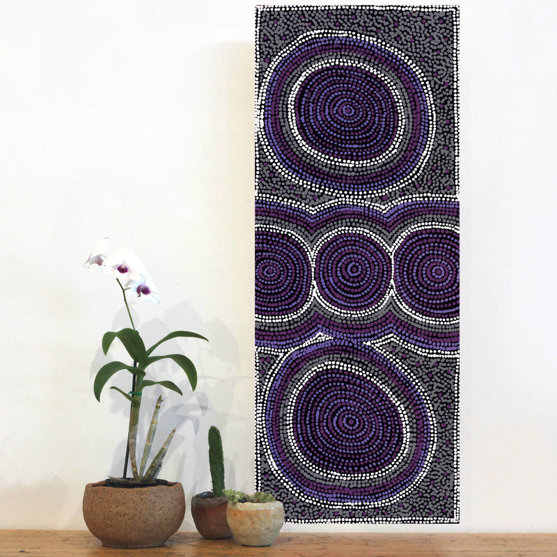 Aboriginal Artwork by Diona Nakamarra Williams, Seven Sisters Dreaming, 76x30cm