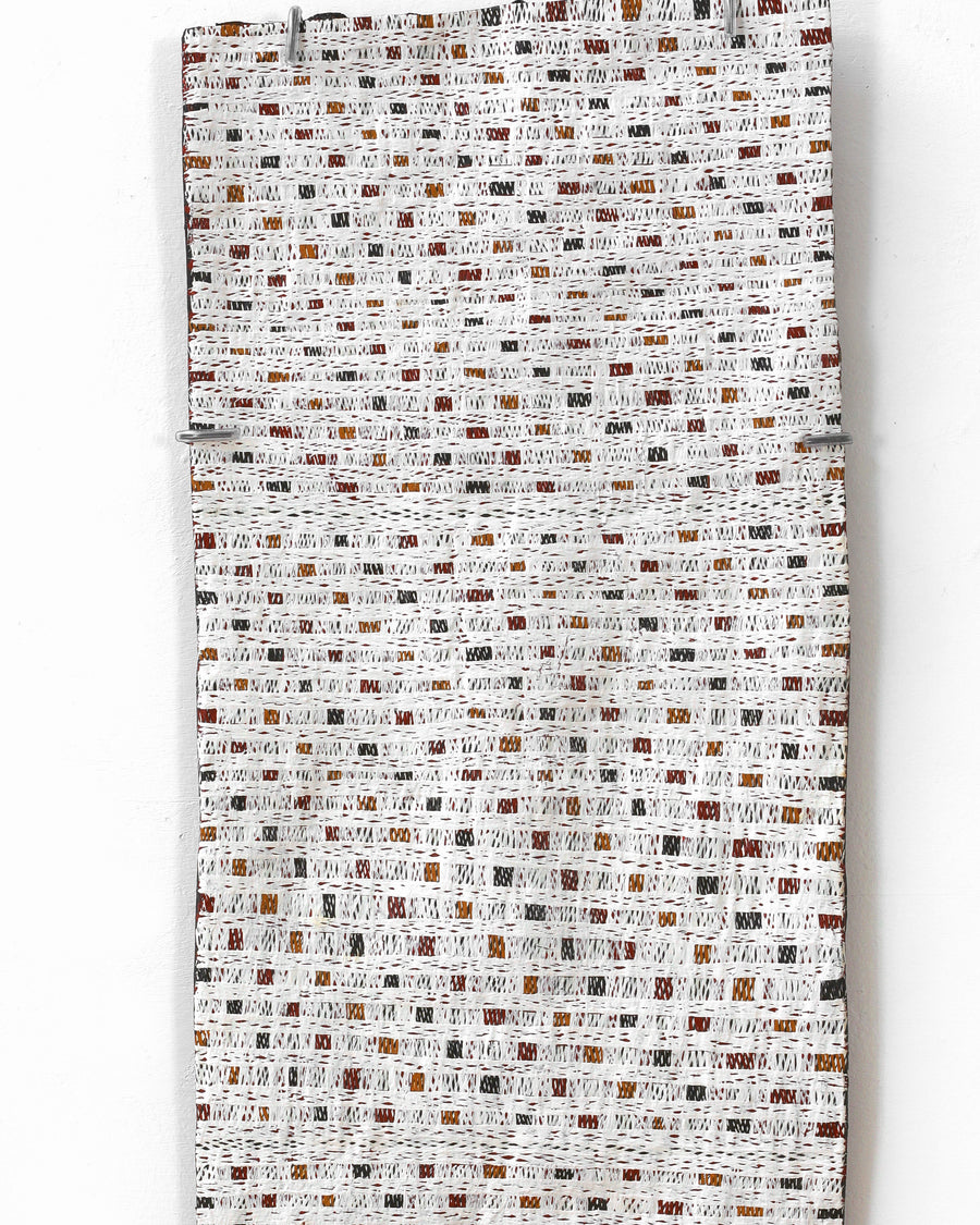 Aboriginal Artwork by Ḏirrpu Marawili Noŋgirrŋa, Djapu Design, 83x32cm Bark