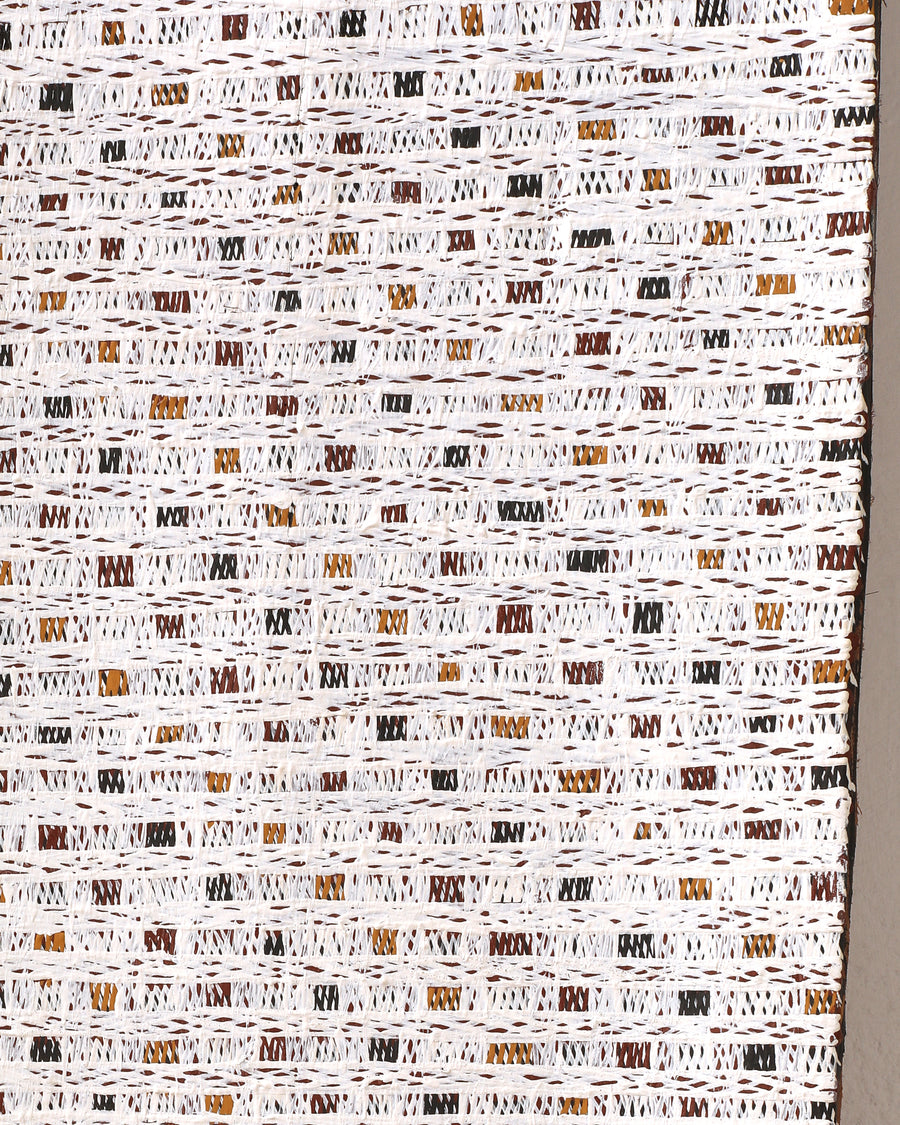 Aboriginal Artwork by Ḏirrpu Marawili Noŋgirrŋa, Djapu Design, 95x36cm Bark