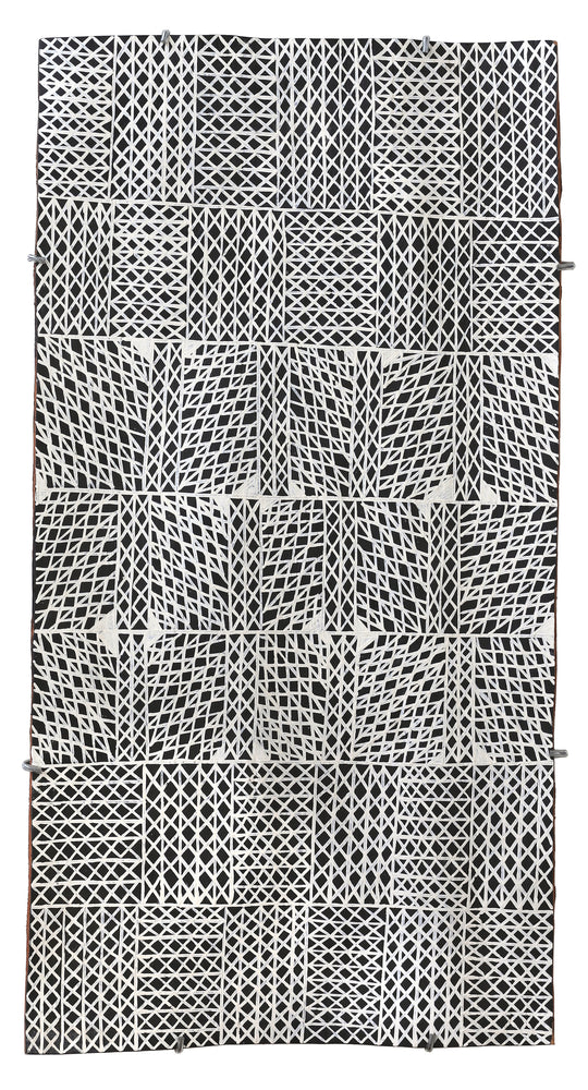 Aboriginal Artwork by Djirrirra Wunuŋmurra Yukuwa, Buyku, 89x46cm Bark