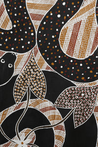 Aboriginal Artwork by Djul’djul Gurruwiwi Susan Wunuŋmurra, Witij - Rainbow Serpent, 96x48cm Bark
