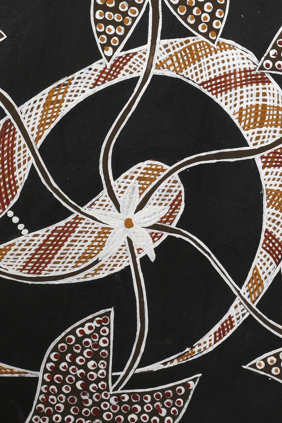 Aboriginal Artwork by Djul’djul Gurruwiwi Susan Wunuŋmurra, Witij - Rainbow Serpent, 96x48cm Bark