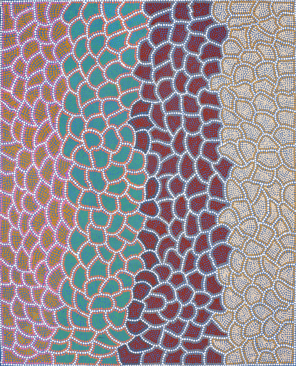 Aboriginal Art by Doreen Nampijinpa Tilmouth, Bush Tucker, 76x61cm - ART ARK®