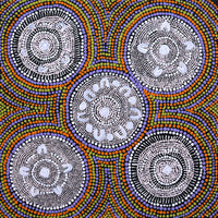 Aboriginal Artwork by Doris Napaljarri Martin, Nguru Yurntumu-wana (Country around Yuendumu), 40x40cm