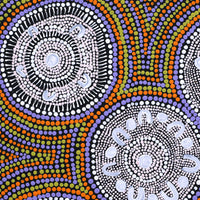 Aboriginal Artwork by Doris Napaljarri Martin, Nguru Yurntumu-wana (Country around Yuendumu), 40x40cm