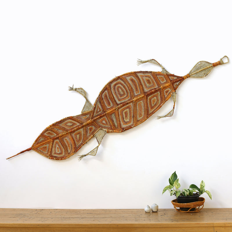 Aboriginal Artwork by Dorothy Bunibuni, Kumuken (Freshwater Crocodile), 205x64cm