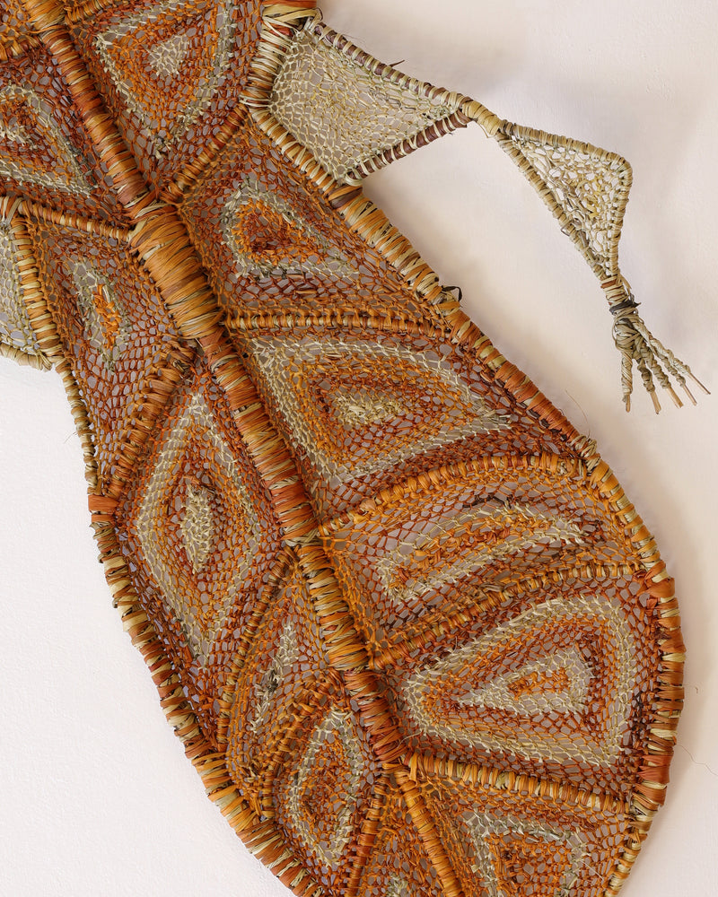 Aboriginal Artwork by Dorothy Bunibuni, Kumuken (Freshwater Crocodile), 205x64cm