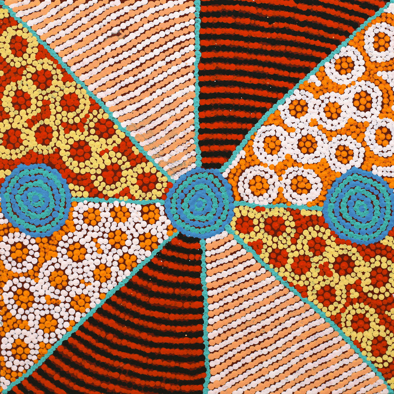 Aboriginal Artwork by Dorothy Napurrurla Dickson, Ngurlu Jukurrpa (Native Seed Dreaming), 30x30cm