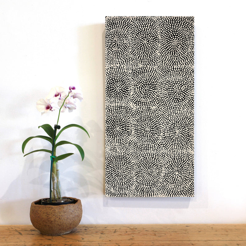 Aboriginal Artwork by Dorothy Napurrurla Dickson, Ngurlu Jukurrpa (Native Seed Dreaming), 61x30cm