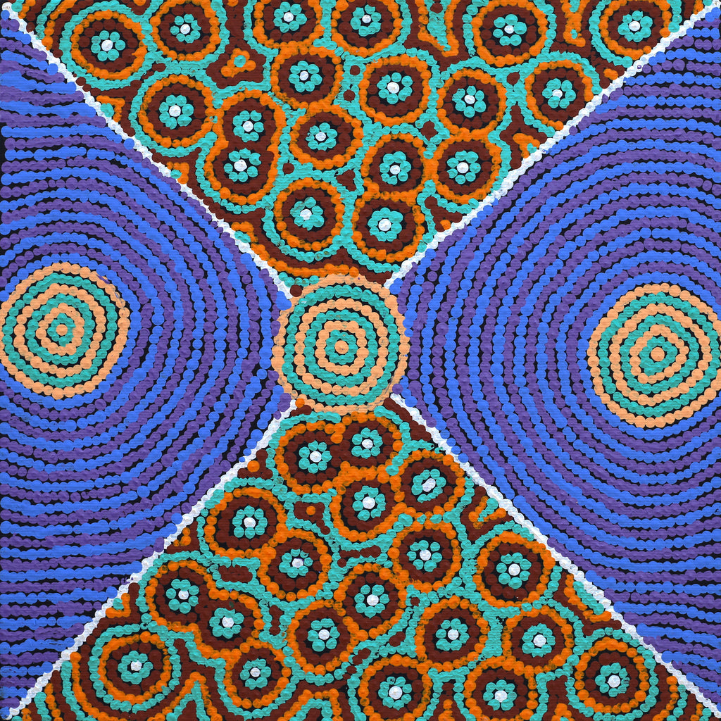 Aboriginal Art by Dorothy Napurrurla Dickson, Ngurlu Jukurrpa (Native Seed Dreaming), 30x30cm - ART ARK®