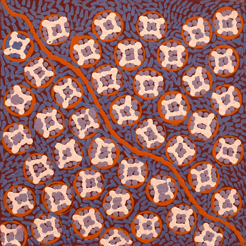 Aboriginal Artwork by Drusilla Nangala Spencer, Watiya-warnu Jukurrpa (Seed Dreaming), 30x30cm