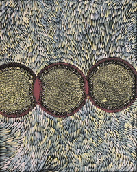 Aboriginal Artwork by Drusilla Nangala Spencer, Watiya-warnu Jukurrpa (Seed Dreaming), 50x40cm