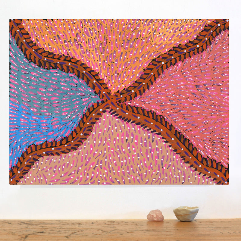 Aboriginal Artwork by Drusilla Nangala Spencer, Watiya-warnu Jukurrpa (Seed Dreaming), 61x46cm