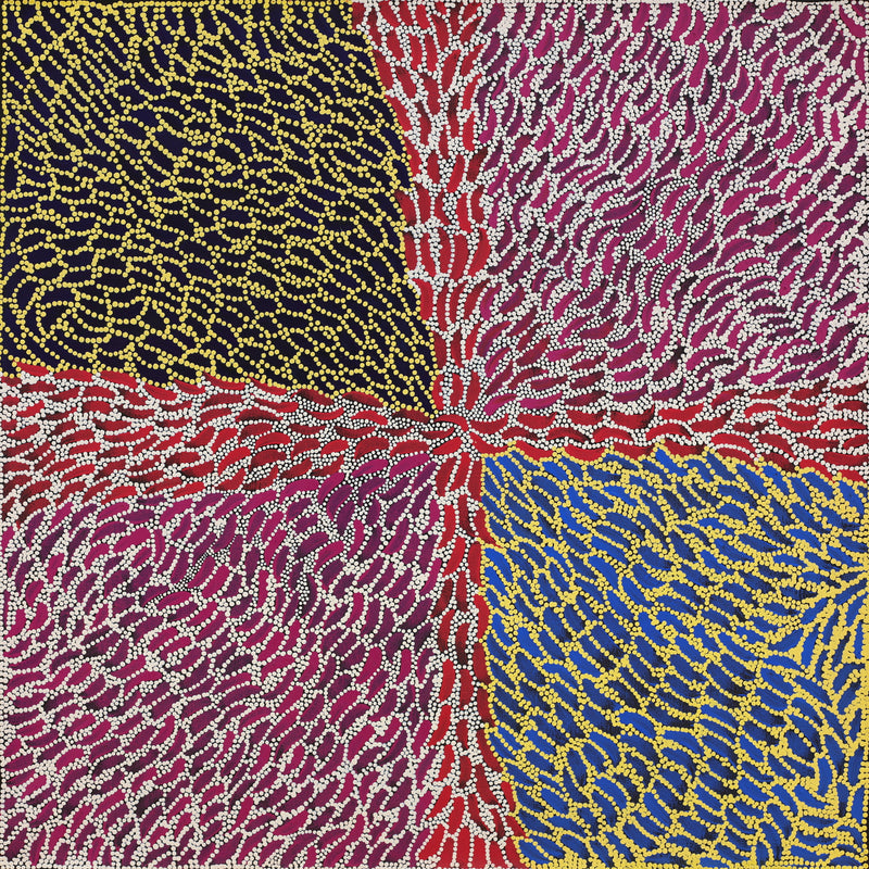 Aboriginal Artwork by Drusilla Nangala Spencer, Yuparli Jukurrpa (Bush Banana Dreaming), 61x61cm