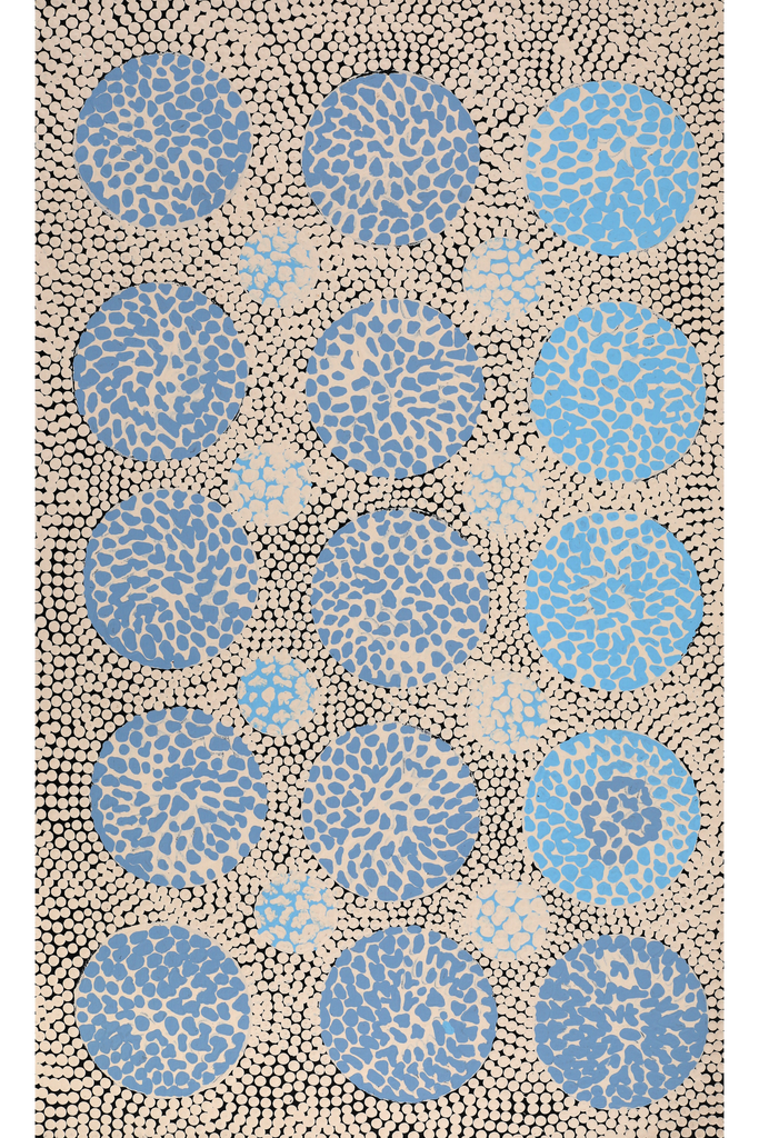 Aboriginal Art by Drusilla Nangala Spencer, Watiya-warnu Jukurrpa (Seed Dreaming), 76x46cm - ART ARK®