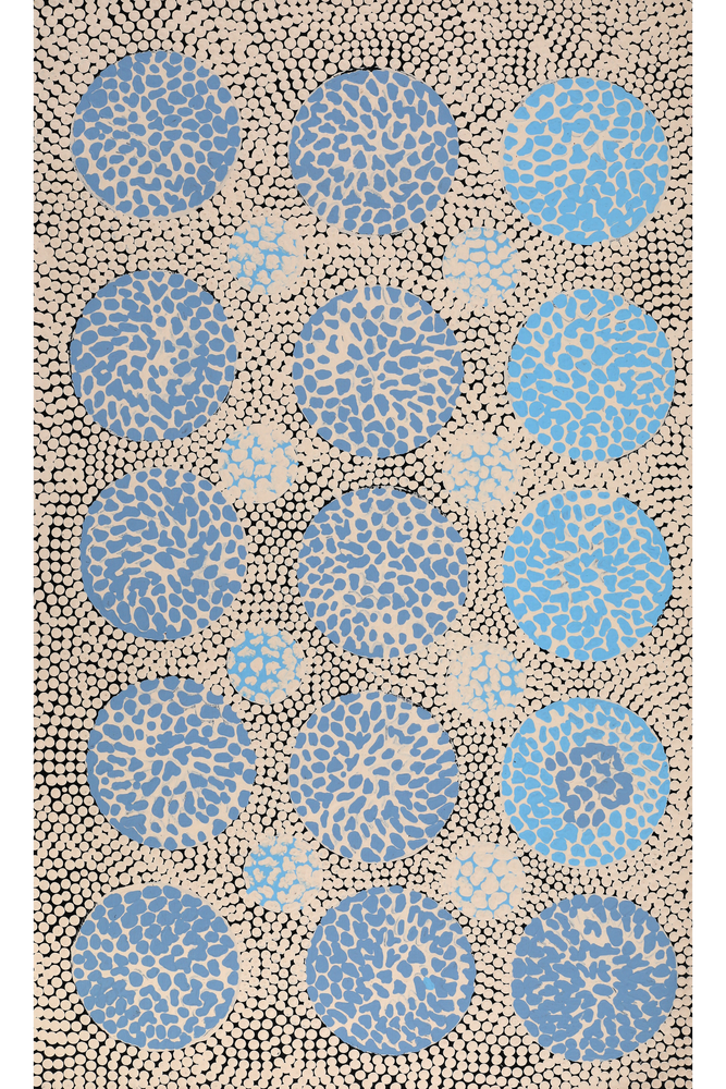 Aboriginal Artwork by Drusilla Nangala Spencer, Watiya-warnu Jukurrpa (Seed Dreaming), 76x46cm