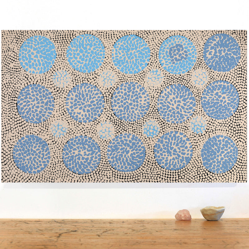 Aboriginal Artwork by Drusilla Nangala Spencer, Watiya-warnu Jukurrpa (Seed Dreaming), 76x46cm