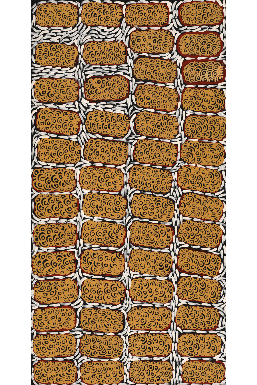 Aboriginal Artwork by Drusilla Nangala Spencer, Watiya-warnu Jukurrpa (Seed Dreaming), 91x46cm