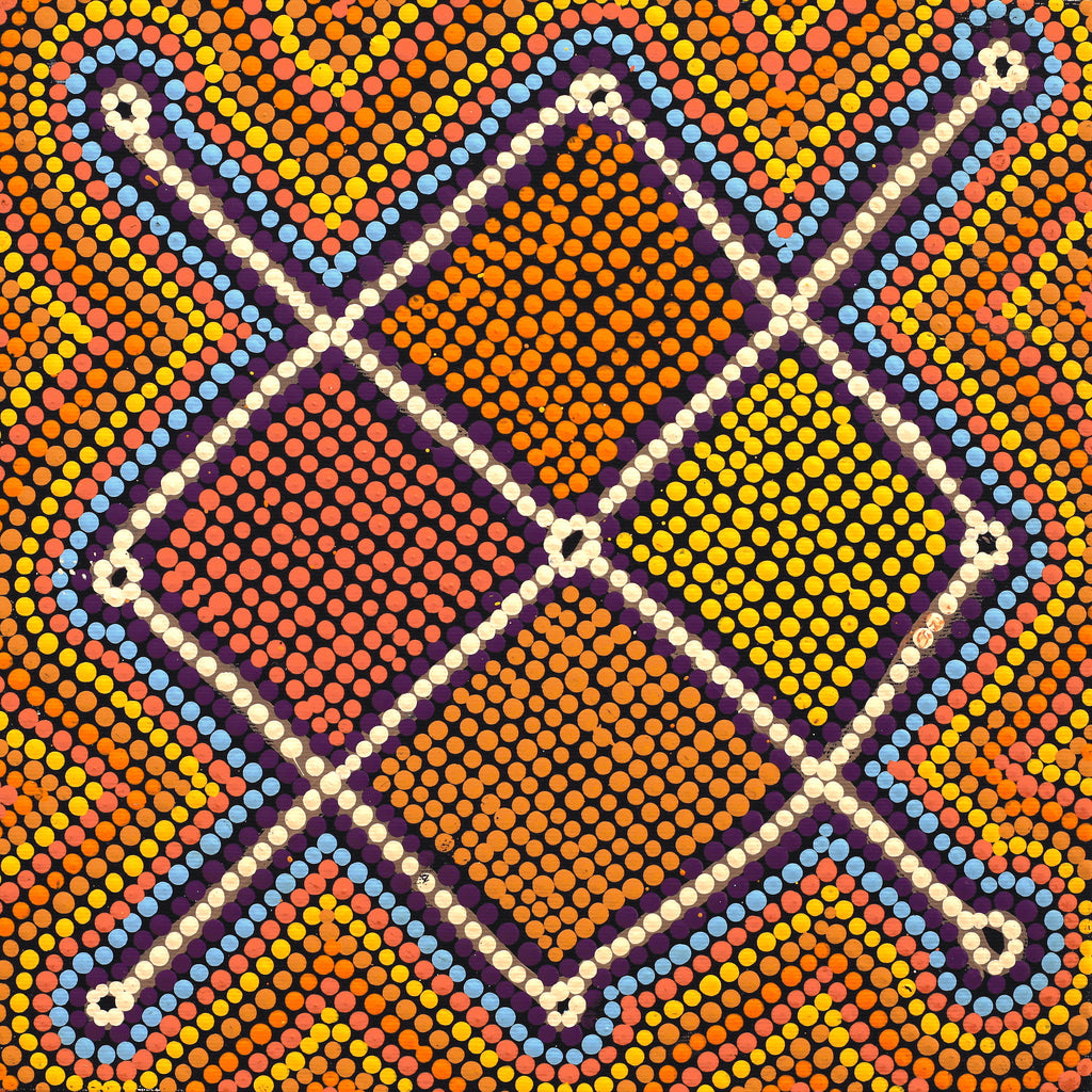 Aboriginal Artwork by Elizabeth Napanangka Dixon, Ngalyipi Jukurrpa (Snakevine Dreaming) - Mina Mina, 30x30cm - ART ARK®