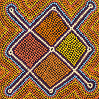 Aboriginal Art by Elizabeth Napanangka Dixon, Ngalyipi Jukurrpa (Snakevine Dreaming) - Mina Mina, 30x30cm - ART ARK®