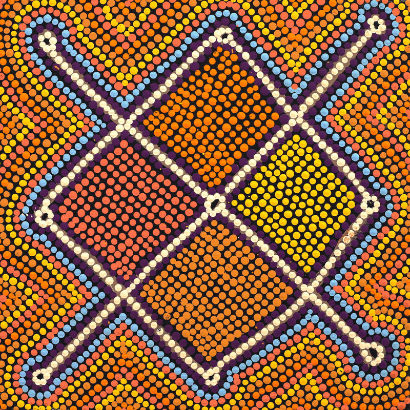 Aboriginal Artwork by Elizabeth Napanangka Dixon, Ngalyipi Jukurrpa (Snakevine Dreaming) - Mina Mina, 30x30cm