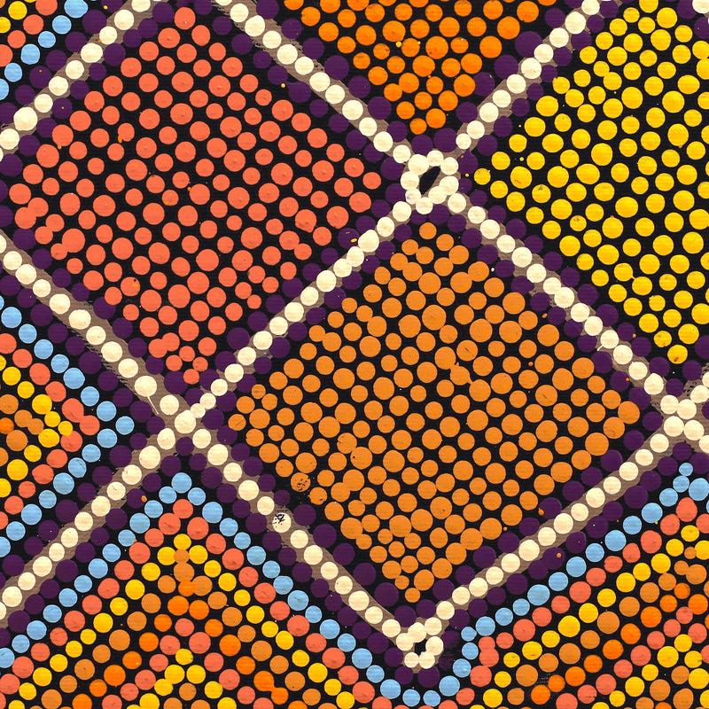 Aboriginal Artwork by Elizabeth Napanangka Dixon, Ngalyipi Jukurrpa (Snakevine Dreaming) - Mina Mina, 30x30cm