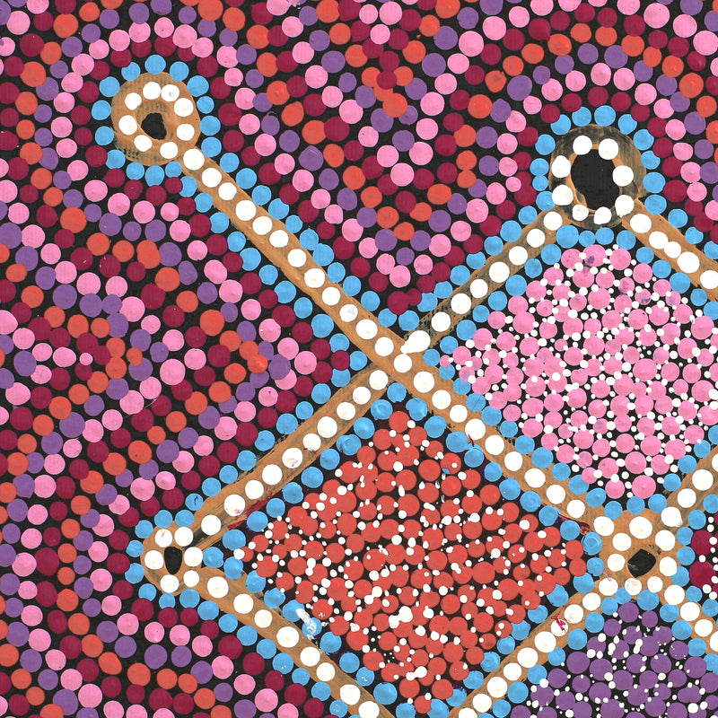 Aboriginal Artwork by Elizabeth Napanangka Dixon, Ngalyipi Jukurrpa (Snakevine Dreaming) - Mina Mina, 30x30cm