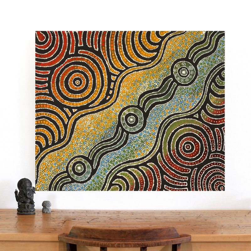 Aboriginal Artwork by Elsie Taylor, Walka, 91x76cm